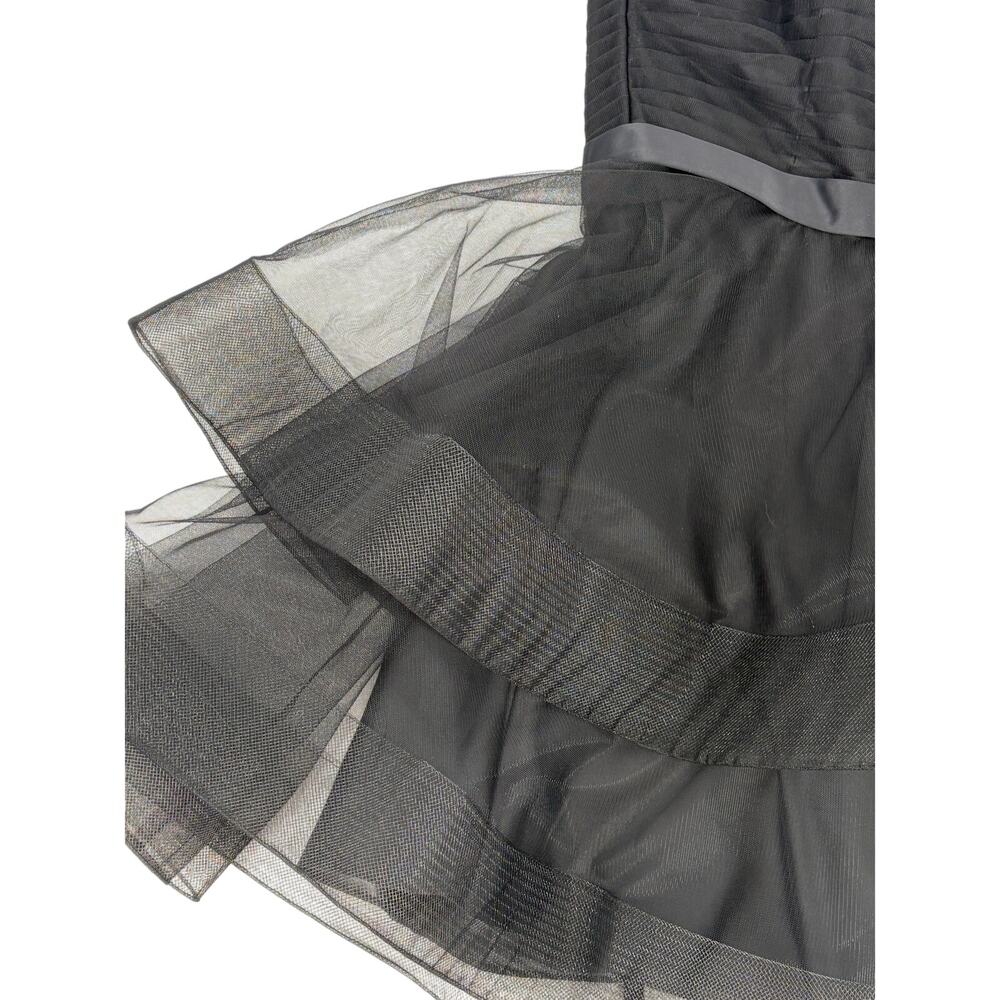 Jovani Black Strapless Ruched Tiered Tulle Fit & Flare Mini Cocktail Dress - Picture 5 of 6
